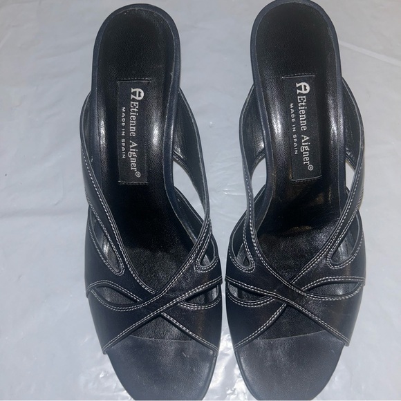 Etienne Aigner Black Strappy Heels - Picture 1 of 6